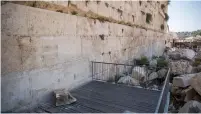  ?? (Marc Israel Sellem/The Jerusalem Post) ?? THE ROCK that fell from the egalitaria­n section of the Western Wall yesterday.