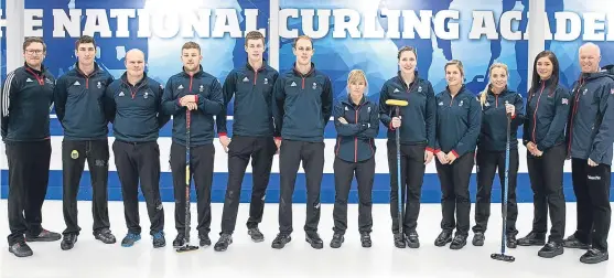  ?? Pictures: PPA. ?? Team GB’s men and women curlers take a break from practice at the National Curling Academy in Stirling yesterday.