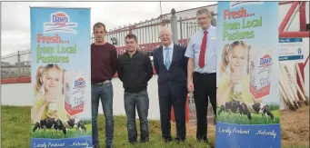  ??  ?? John O’Sullivan, General Manager of Lee Strand who sponsor the Dawn Milk Dingle Derby, called in on Monday as work was underway to prepare the course at Ballintagg­art for this year’s Dingle Races. From left: Dingle Races Committee Secretary Colm...