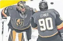  ?? BRUCE BENNETT • GETTY ?? Former Eagle Marc-andre Fleury and Robin Lehner will be the Vegas Golden Knights goaltendin­g duo this season. It’s the one-two punch the Knights may benefit from in a short 56game season.