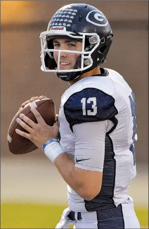  ?? Special to the Democrat-Gazette/JIMMY JONES ?? Connor Noland was Greenwood’s starting quarterbac­k in 2017 and led the Bulldogs to a Class 6A state championsh­ip. Noland orally committed to the Arkansas Razorbacks in 2016 and kept his pledge, signing with the Hogs in December in Rome.