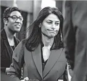  ?? JOEL BISSELL/AP ?? Michigan Attorney General Dana Nessel exits the news conference after she announced a lawsuit against 17 PFAS manufactur­ers at the attorney general’s office Tuesday.