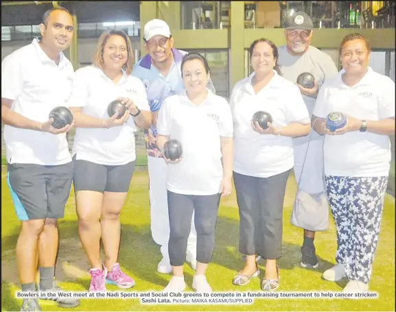  ?? Picture: MAIKA KASAMI/SUPPLIED ?? Bowlers in the West meet at the Nadi Sports and Social Club greens to compete in a fundraisin­g tournament to help cancer stricken
Sashi Lata.