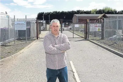  ?? Picture: Gareth Jennings. ?? Frustrated: Councillor Tommy Stewart at Montrose recycling centre. The reopening of the facility has been delayed for three weeks due to safety concerns.