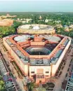  ?? ANI ?? An aerial view of the new parliament building in New Delhi.