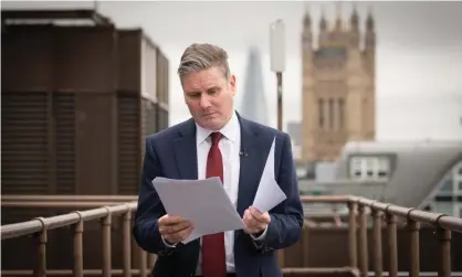  ?? Photograph: Stefan Rousseau/PA ?? Sir Keir Starmer reads through his notes before his speech on Scotland, devolution and the United Kingdom.