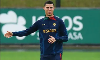  ?? ?? Cristiano Ronaldo trained with Portugal in Lisbon in the leadup to the World Cup finals in Qatar. Photograph: Gualter Fatia/Getty Images