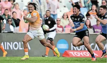  ?? Picture: SUPPLIED ?? RECOVERING: Cheetahs scrumhalf Raegan Oranje outruns opponents in a Toyota Challenge game against Western Force from Australia late last year.