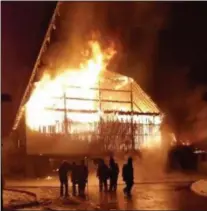  ?? PHOTO COURTESY OF HONEY BROOK FIRE COMPANY ?? A Wednesday fire destroyed a dairy barn in Honey Brook Township.