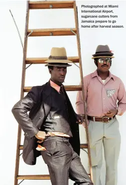  ??  ?? Photograph­ed at Miami Internatio­nal Airport, sugarcane cutters from Jamaica prepare to go home after harvest season.