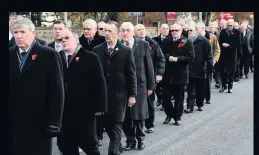  ??  ?? Veterans Marching together to the Cenotaph in Hamilton