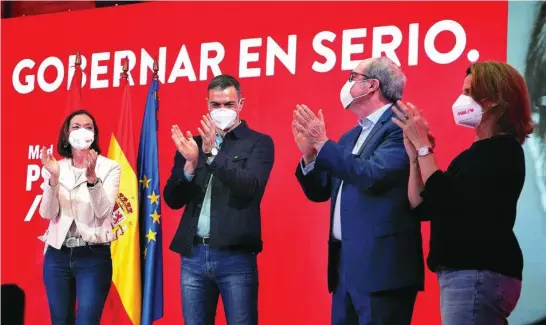  ?? PSOE ?? Pedro Sánchez respaldó ayer a Ángel Gabilondo en un acto electoral en Madrid