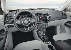  ??  ?? The 2017 Jeep Compass’s upscale feel has trickled into the cabin.