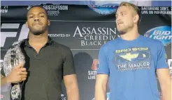  ?? NEIL DAVIDSON/ THE CANADIAN PRESS ?? Light-heavyweigh­t champion Jon Jones, left, and Swedish opponent Alexander Gustafsson will meet in UFC 165.