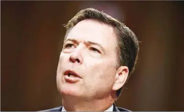  ?? AL DRAGO/THE NEW YORK TIMES ?? Former FBI Director James Comey testifies before the Senate Intelligen­ce Committee on Capitol Hill, in Washington, on June 8.