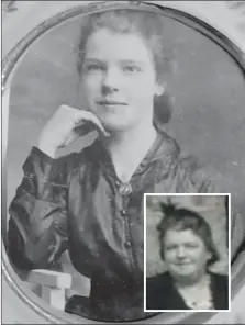  ??  ?? Clare’s great grandmothe­r, Grace McNab Bridge, as a young woman in the early 20th century. Inset: Grace in later years.