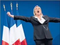  ??  ?? FRANCE: Marine Le Pen will face Francois Fillon in battle for presidency.