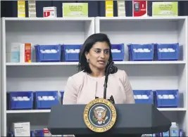  ?? ALEX BRANDON — THE ASSOCIATED PRESS ?? Administra­tor of the Centers for Medicare and Medicaid Services Seema Verma speaks July 24 during an event with President Donald Trump in the South Court Auditorium in the White House complex in Washington.