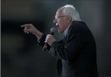  ?? NICK WAGNER — AUSTIN AMERICAN-STATESMAN ?? Democratic presidenti­al candidate Sen. Bernie Sanders speaks during a campaign event on Sunday in Austin, Texas.