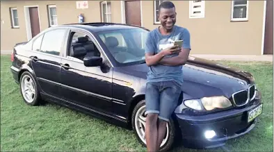  ?? ?? Dumsani Zwane with his 2002 BMW 320i.