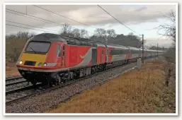  ?? PAUL CLARK. ?? Angel Trains 43367 leads the 0945 Neville Hill-Ely empty stock move on December 6, as it approaches Stoke Tunnel (Lincolnshi­re). On the rear was 43315, while the stock was set EC55. This is the first ex-LNER High Speed Train sent off-lease to move for storage, rather than for scrap or cascade.