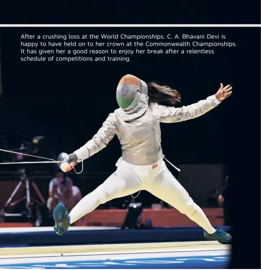  ?? AFP ?? A first: Bhavani Devi competes in the Olympic
Games in Tokyo in July, 2021. Devi was the first Indian fencer to qualify for the Olympics. she lost to Manon Brunet.