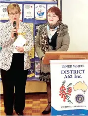  ??  ?? Inner Wheel Australia vice president Lynne Davine (left) and Maria McEwen A62 chairman at a recent meeting in Warragul.