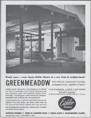  ?? COURTESY OF PALO ALTO HISTORICAL ASSOCIATIO­N ?? “Ready soon.” A newspaper advertisem­ent from 1954for the Eichler Homes Greenmeado­w community in Palo Alto.