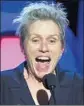  ?? Chris Pizzello Invision / AP ?? FRANCES McDormand wins best female lead for “Three Billboards.”