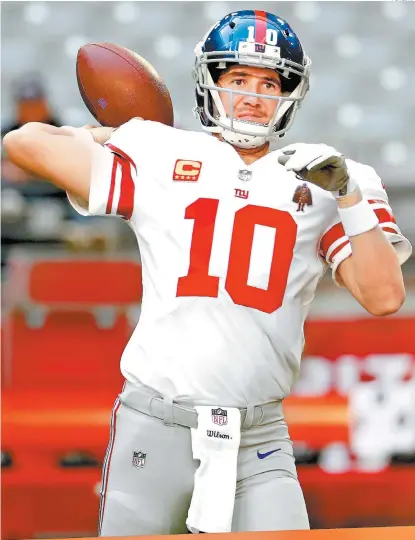  ??  ?? Eli Manning, quarterbac­k de los Gigantes de Nueva York