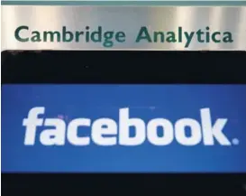  ?? AP. ?? El escándalo estalló tras conocerse que la empresa Cambridge Analytica obtuvo millones de datos personales desde Facebook.