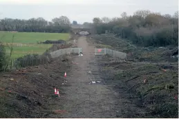  ?? (Phil Marsh) ?? The East West Rail project from Bridge 29, 13 miles west of Bletchley, looking east to the HS2 boundary at Calvert, taken on January 17.