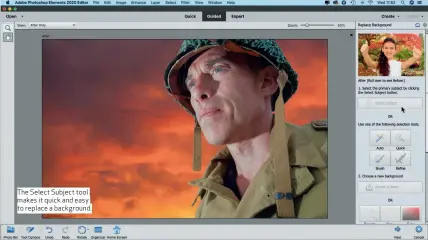  ??  ?? The Select Subject tool makes it quick and easy to replace a background.