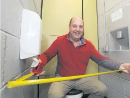  ??  ?? Seats you sir Our man Stephen Houston tries the loo for size