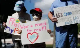  ?? Photograph: Octavio Jones/Reuters ?? Students and others rally for masks in Pinellas county, Florida.