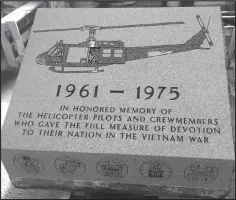  ?? Photo courtesy of Vietnam Helicopter Pilots Associatio­n ?? The Vietnam Helicopter Pilot and Crewmember Monument, dedicated April 18, is at Arlington National Cemetery near the Tomb of the Unknown Soldier.