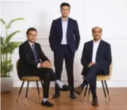  ?? ?? Right - MR. PRADYUMNA GUPTA, Chairman and Managing Director, Centre - MR. AARYAV GUPTA, Director - Global Business Developmen­t, Left - MR. SWAPNIL GUPTA, Director - Sales