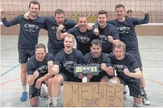  ?? FOTO: PRIVAT ?? Künftig in der Oberliga: die Herren 1 des VC Baustetten mit (v. l.) Christian Müller, Michael Socher, Moritz Angele, Johannes Rodi, Tim Haider, Philipp Bischof, Julian Sontheimer, Marius Rodi und Alexander Neudeck.