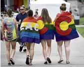  ?? Andy Cross, Denver Post file ?? People file into Civic Center for Denver’s Pridefest gathering on June 16, 2018. The parade and gathering are not happening this year, but other events can help you support Pride.