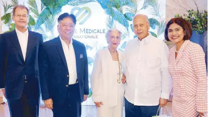  ??  ?? (From left) Z Healthcare Asia Holdings Inc. chairman David Zuellig, Charlie Rufino, Betsy Westendorp, Ambassador Jesus ‘Chuching’ Tambunting, OBE and Centre Médicale Internatio­nal Inc. (CMI) founder Dr. Hazel Zuellig.