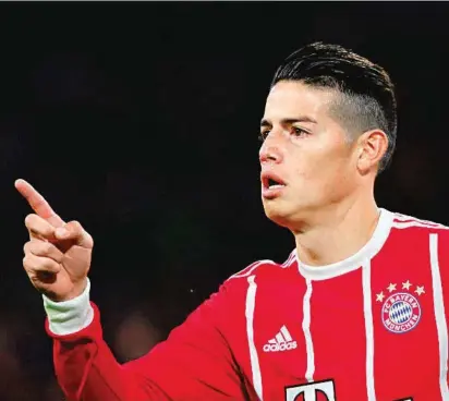  ?? FOTO ?? James Rodríguez no ha marcado con el Bayern Munich en Champions. Hoy tiene una bonita oportunida­d gracias a la confianza del técnico Jupp Heynckes.