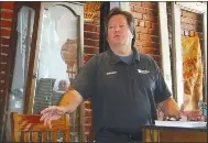 ?? (NWA Democrat-Gazette/Susan Holland) ?? Benton County native Larry Horton speaks March 12 to members and guests of the Benton County Historical Society at the Hiwasse Mercantile.