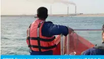  ??  ?? KUWAIT: Firemen search for a person who went missing off Sabah AlAhmad Sea City’s coast. The victim’s body was later located and handed over to medical emergency teams.