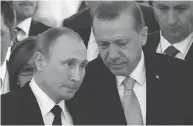  ?? ALEXANDER NEMENOV / AFP / GETTY IMAGES ?? Russian President Vladimir Putin’s support for Turkey was quick and forceful following last July’s attempted coup to overthrow President Recep Tayyip Erdogan.