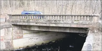  ?? H John Voorhees III / Hearst Connecticu­t Media ?? The Merryall Road bridge is one of the five worst in Litchfield County. New Milford is trying to fix it by 2020 but the layout and constructi­on of it are posing challenges.