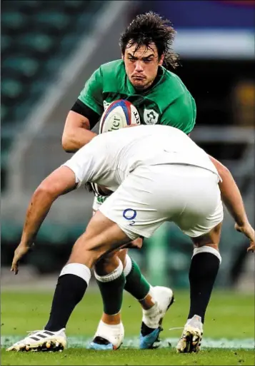  ??  ?? Quinn Roux of Ireland in action against England during the Autumn Nations Cup game in Twickenham.