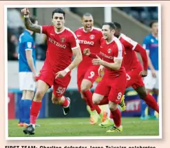  ??  ?? FIRST TEAM: Charlton defender Jorge Teixeira celebrates