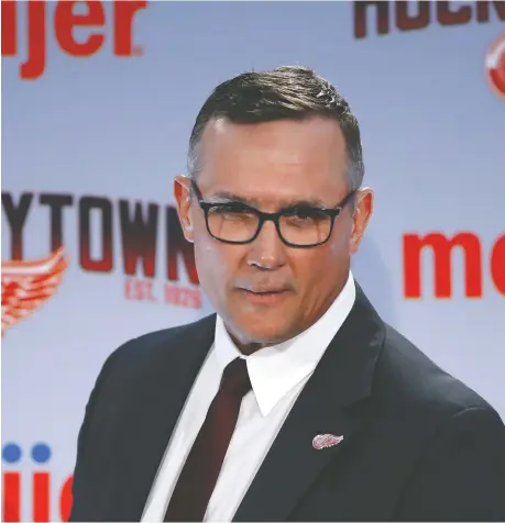  ?? CARLOS OSORIO/THE ASSOCIATED PRESS ?? General manager Steve Yzerman’s Red Wings have a solid chance at securing the top pick in the NHL draft at 18.5 per cent, thanks to their league-worst record in 2019-20. If the Wings win the June 26 lottery, it’s believed they will select Alexis Lafreniere.