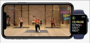  ??  ?? Data collected by the Apple Watch is displayed as you work out.