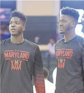  ?? PHELAN M. EBENHACK/AP ?? Maryland forwards Makhi Mitchell, left,and Makhel Mitchell announced Friday that they will be transferri­ng to another school.